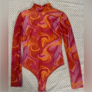 Orange and pink abstract bodysuit